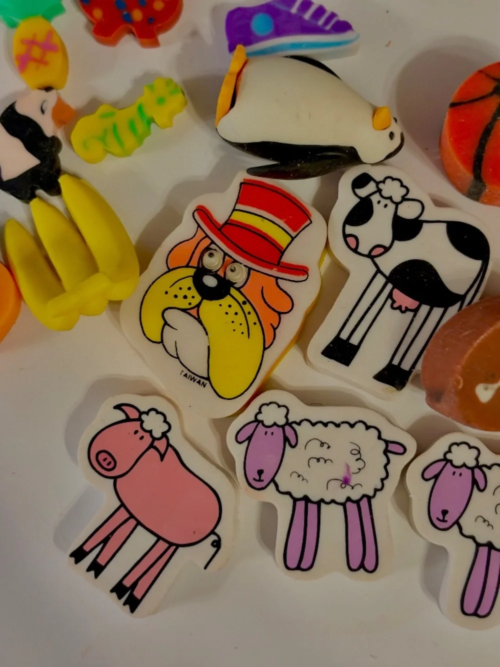 Vintage and Modern Eraser Lot Collection of 30+ Miscellaneous Figures Characters
